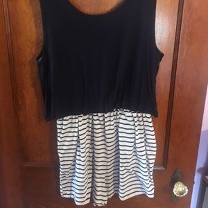 Navy blue and white striped jumpsuit